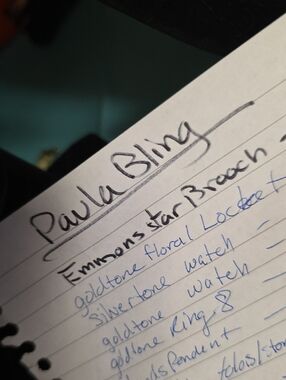 Handwritten "Paula Bling" Notebook Page - Black Ink
